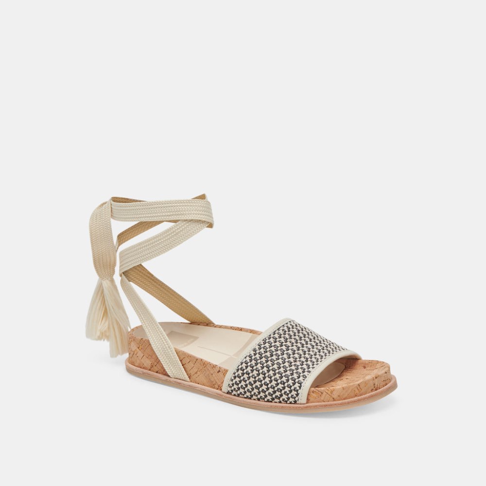 Dolce Vita Salacy Sandals Black Natural Raffia