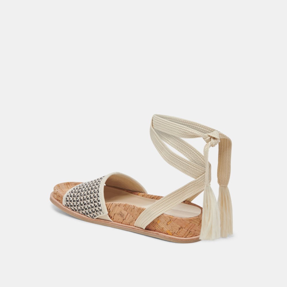 Dolce Vita Salacy Sandals Black Natural Raffia