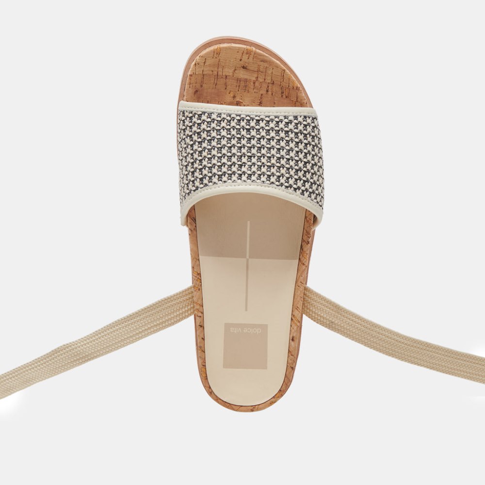 Dolce Vita Salacy Sandals Black Natural Raffia