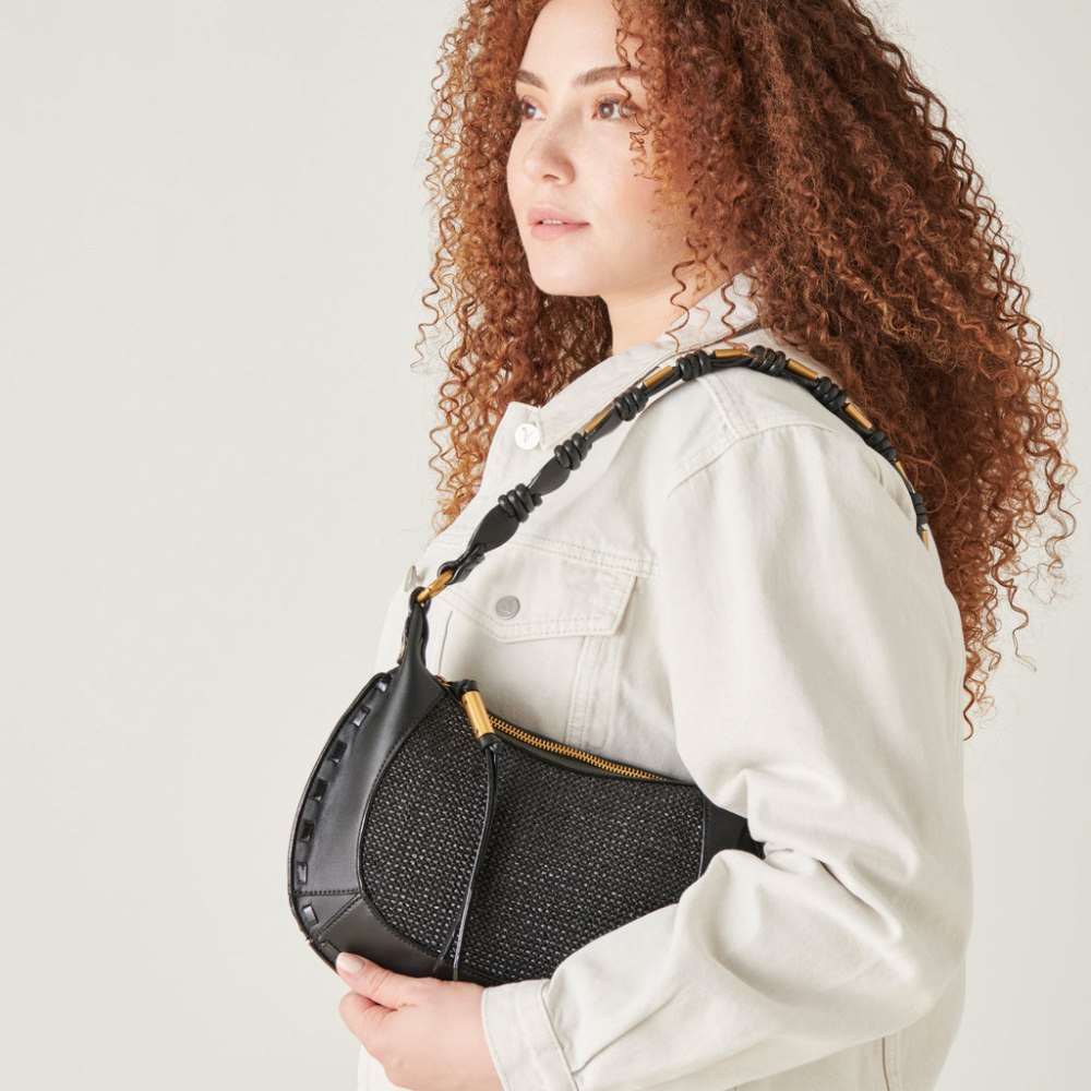 Dolce Vita Eleanor Shoulder Bag Black Raffia