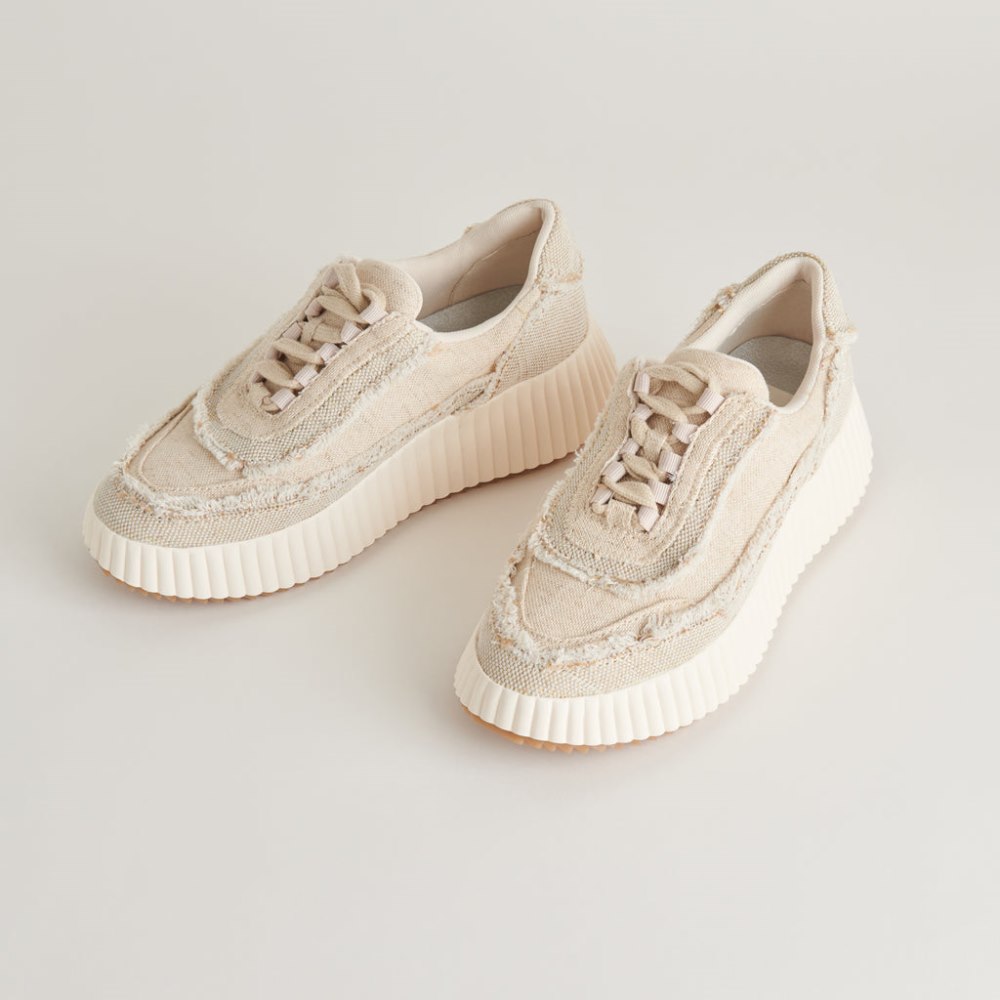 Dolce Vita Dolen Fray Sneakers Sand Canvas
