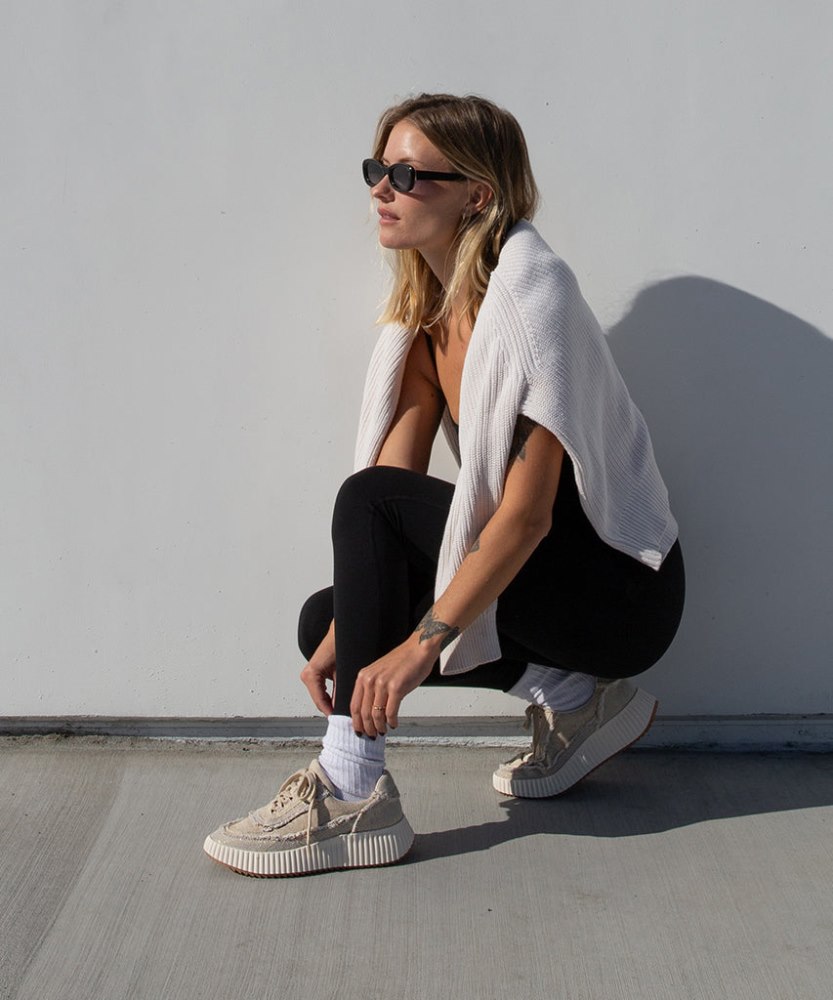 Dolce Vita Dolen Fray Sneakers Sand Canvas