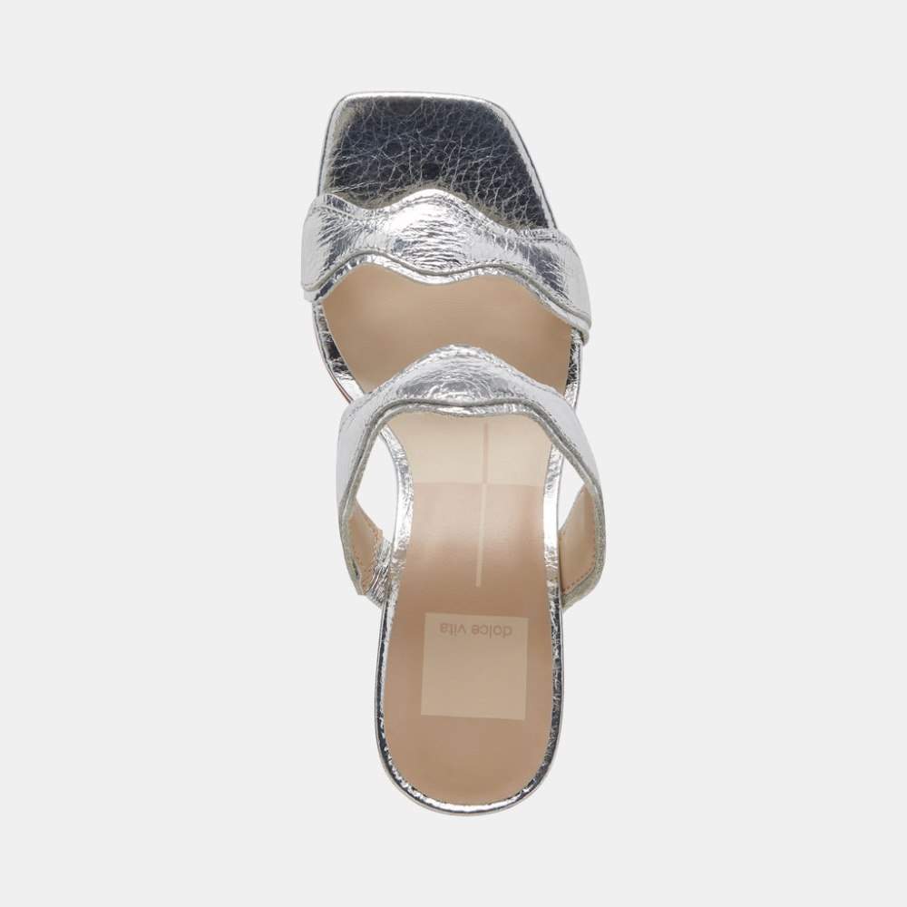 Dolce Vita Ilva Wide Heels Silver Distressed Leather