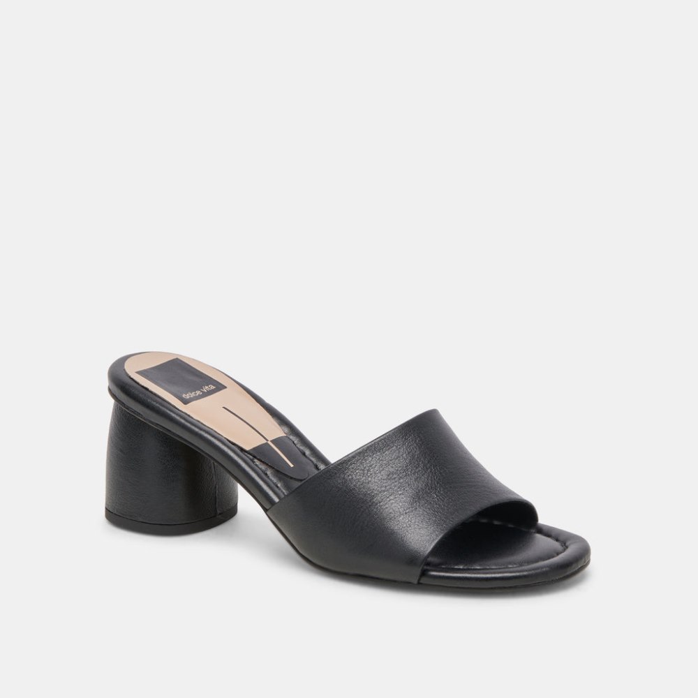 Dolce Vita Minny Dress Wide Heels Black Leather