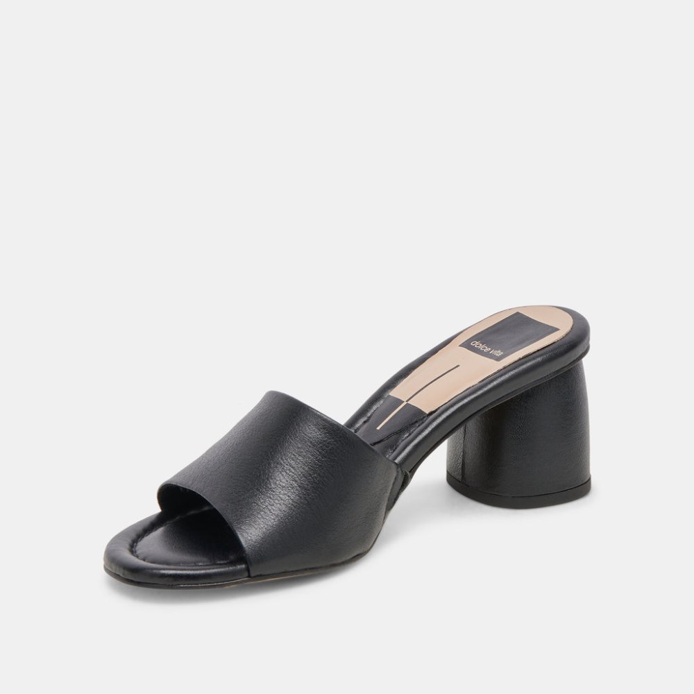 Dolce Vita Minny Dress Wide Heels Black Leather