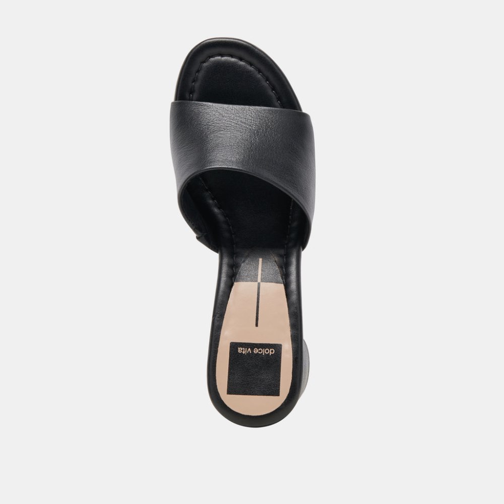 Dolce Vita Minny Dress Wide Heels Black Leather