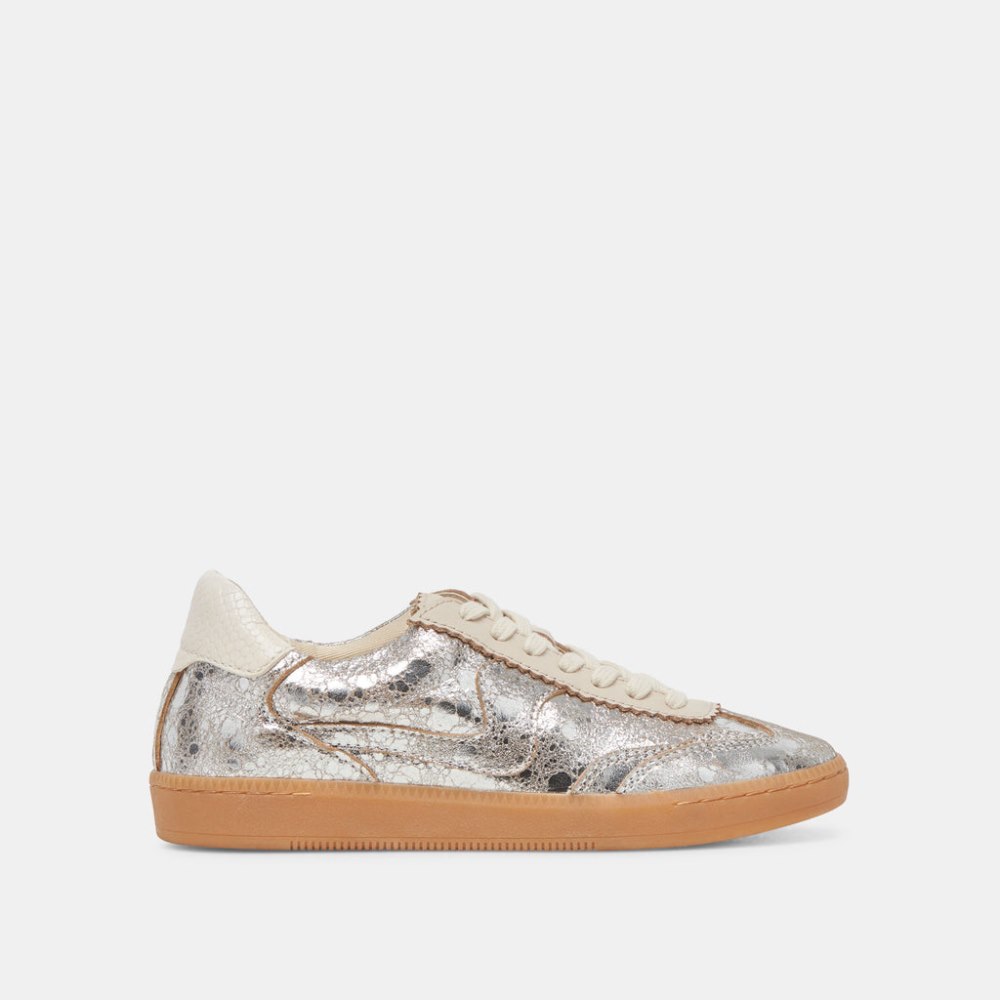 Dolce Vita Notice Sneakers Silver Distressed Leather