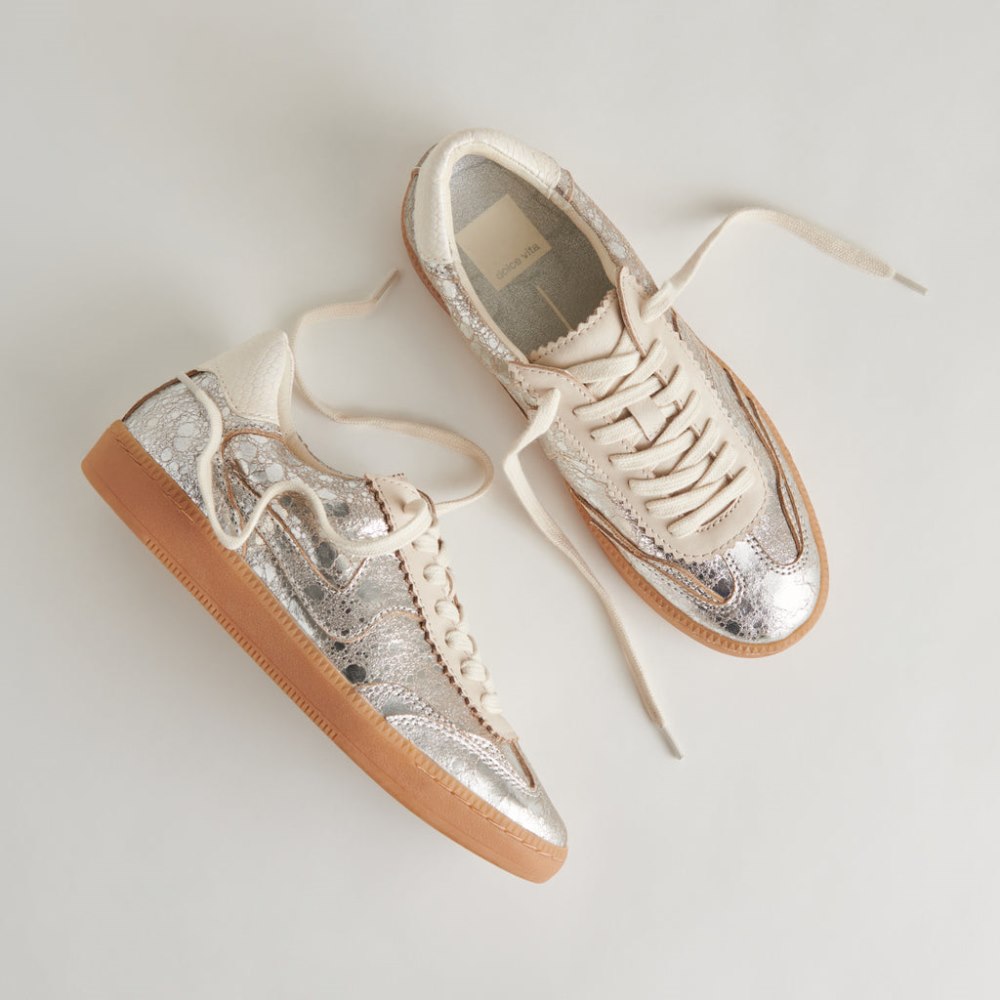 Dolce Vita Notice Sneakers Silver Distressed Leather