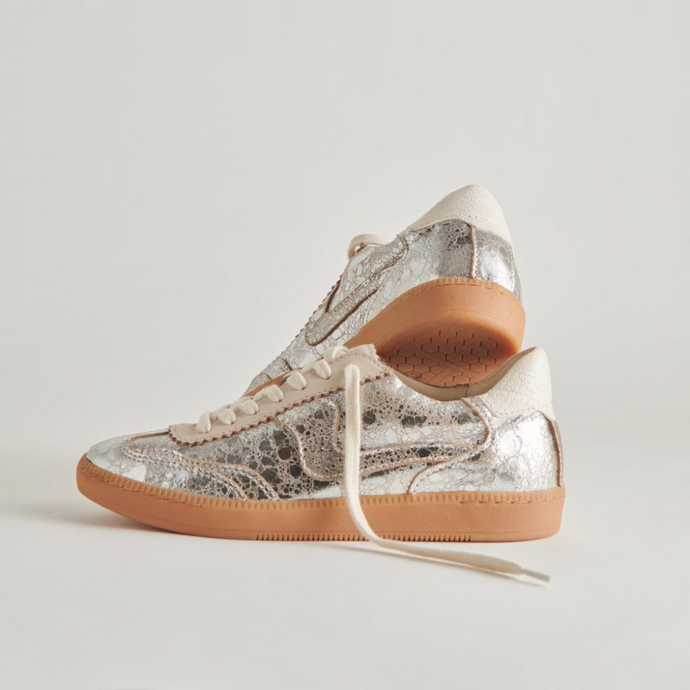 Dolce Vita Notice Sneakers Silver Distressed Leather