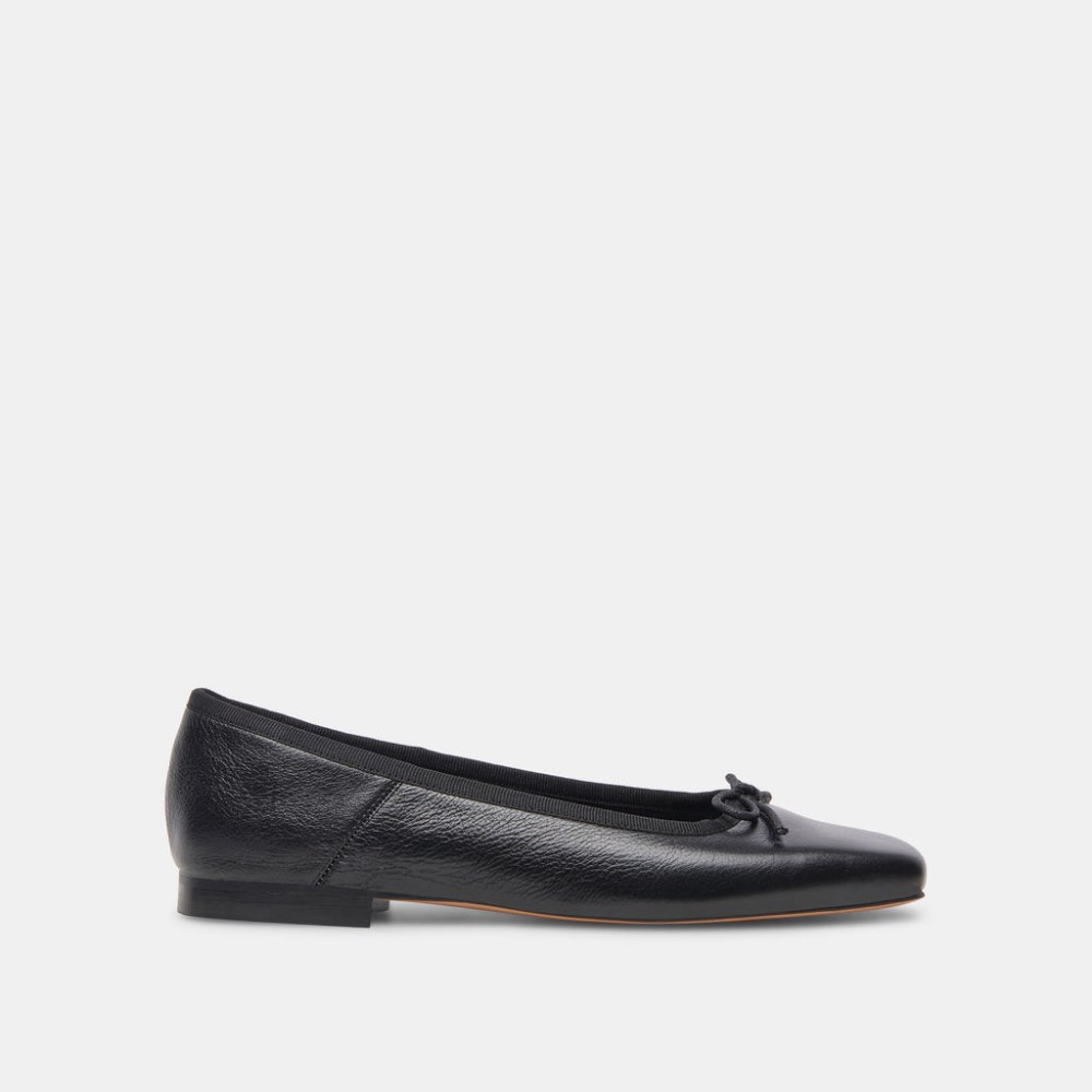 Dolce Vita Anisa Wide Ballet Flats Black Leather