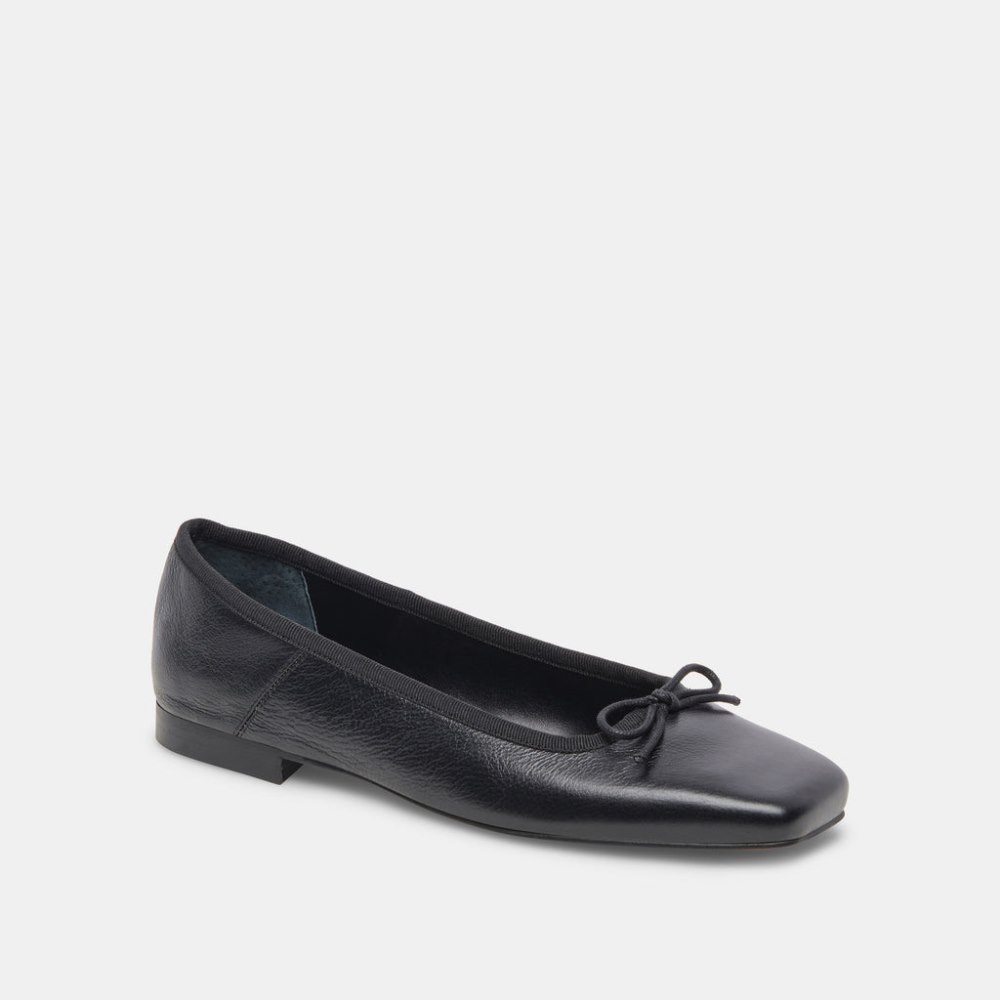 Dolce Vita Anisa Wide Ballet Flats Black Leather