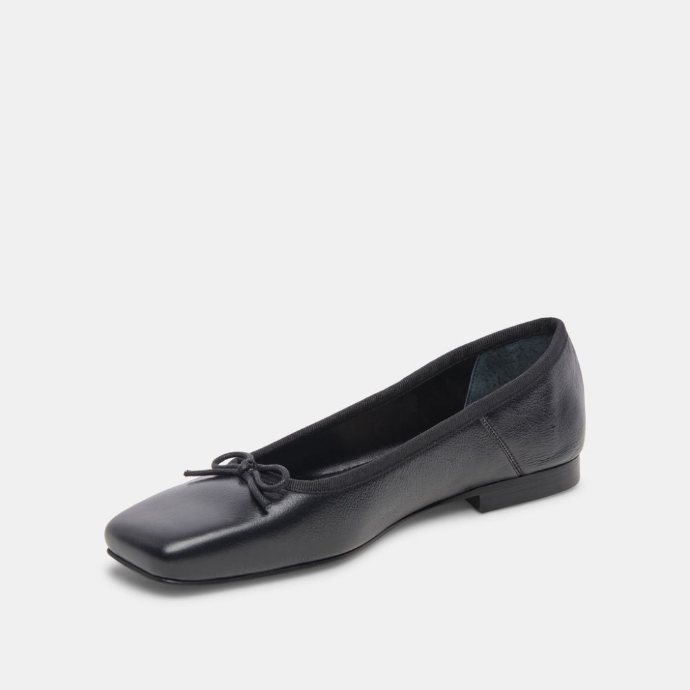 Dolce Vita Anisa Wide Ballet Flats Black Leather