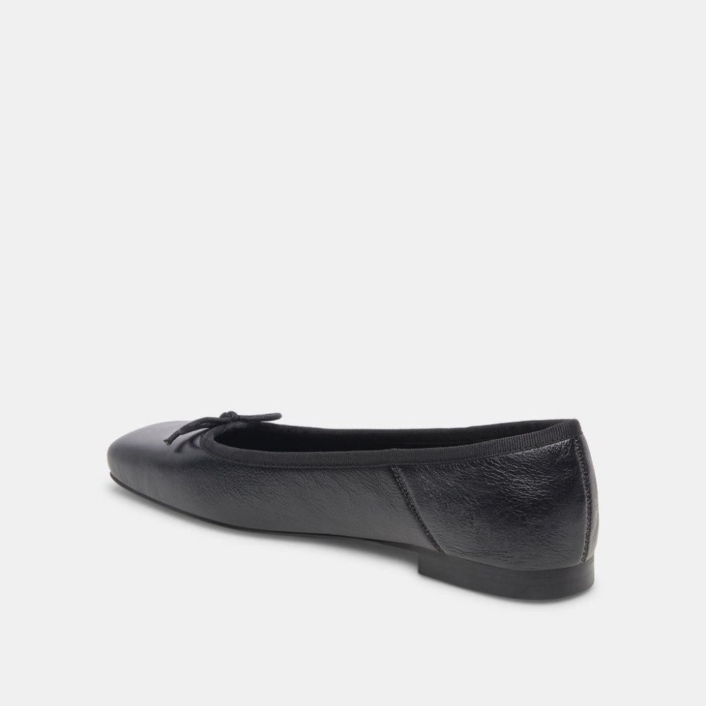 Dolce Vita Anisa Wide Ballet Flats Black Leather