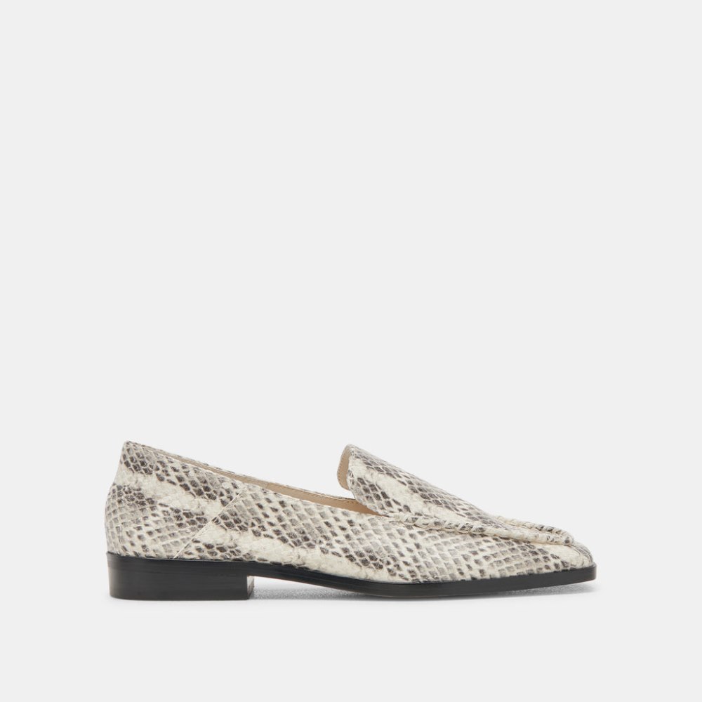 Dolce Vita Beny Flats Grey White Snake Embossed