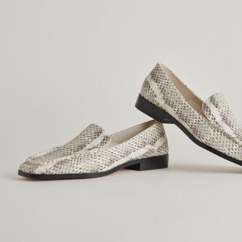 Dolce Vita Beny Flats Grey White Snake Embossed