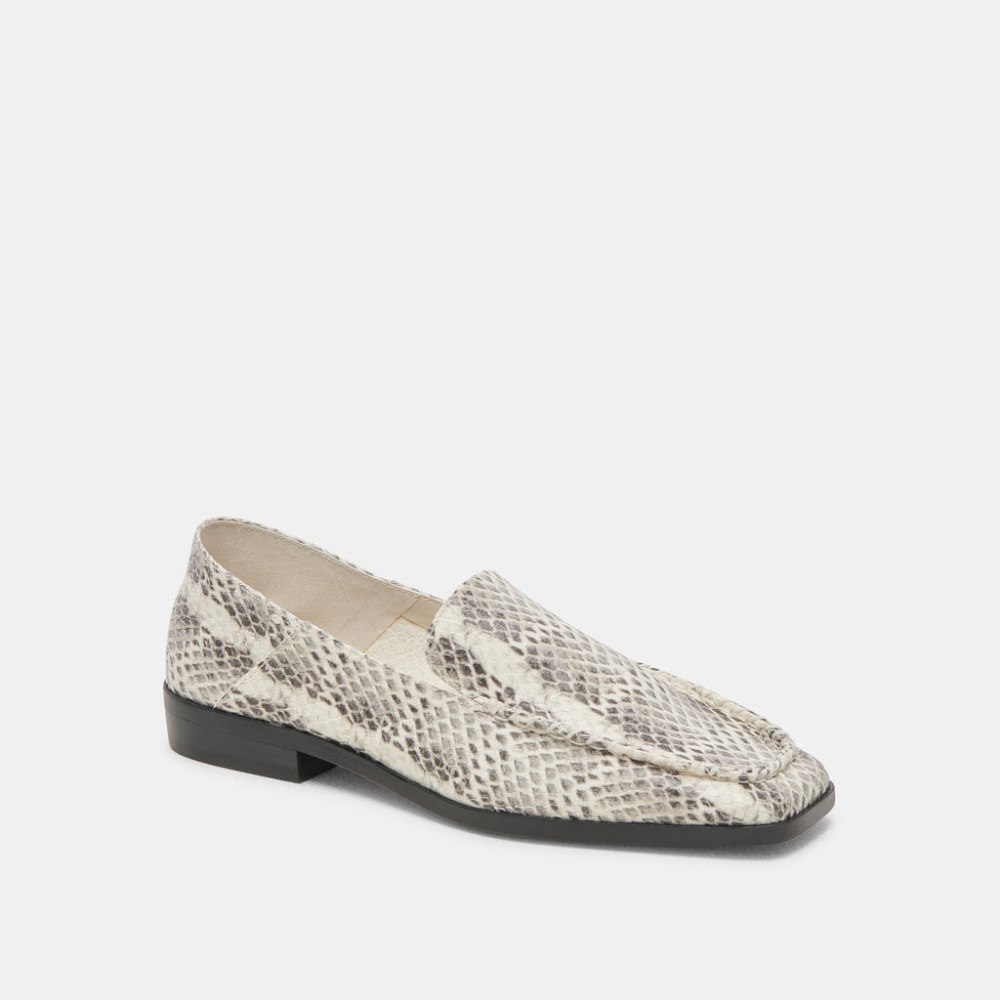 Dolce Vita Beny Flats Grey White Snake Embossed