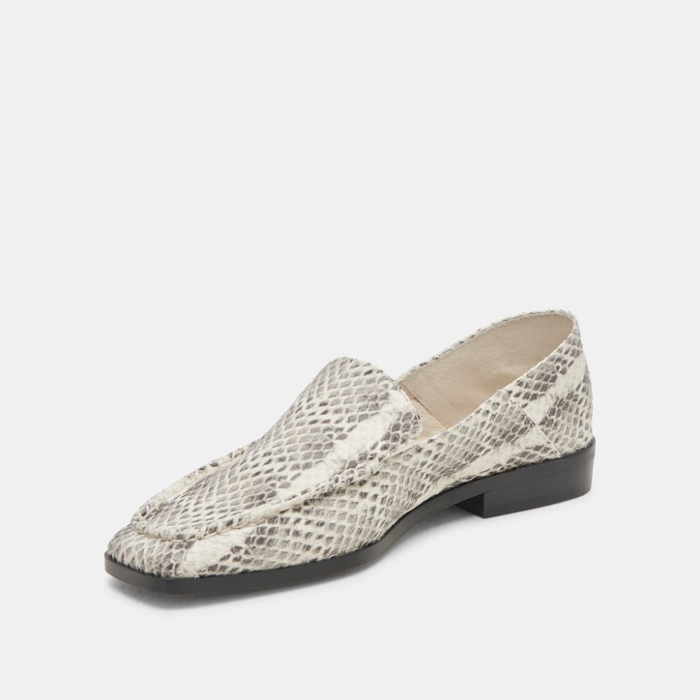 Dolce Vita Beny Flats Grey White Snake Embossed