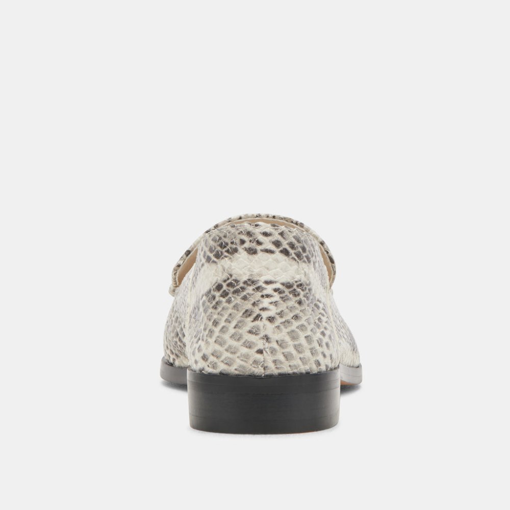 Dolce Vita Beny Flats Grey White Snake Embossed
