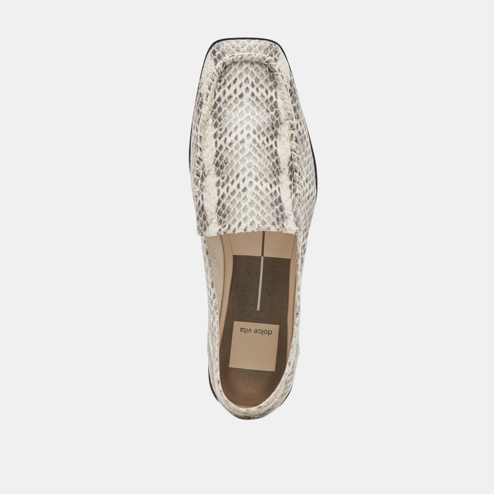 Dolce Vita Beny Flats Grey White Snake Embossed