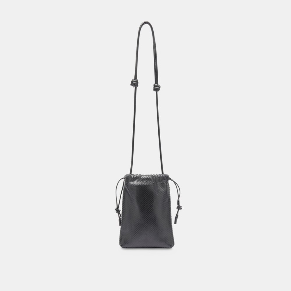 Dolce Vita Evie Crossbody Pouch Black Snake Leather
