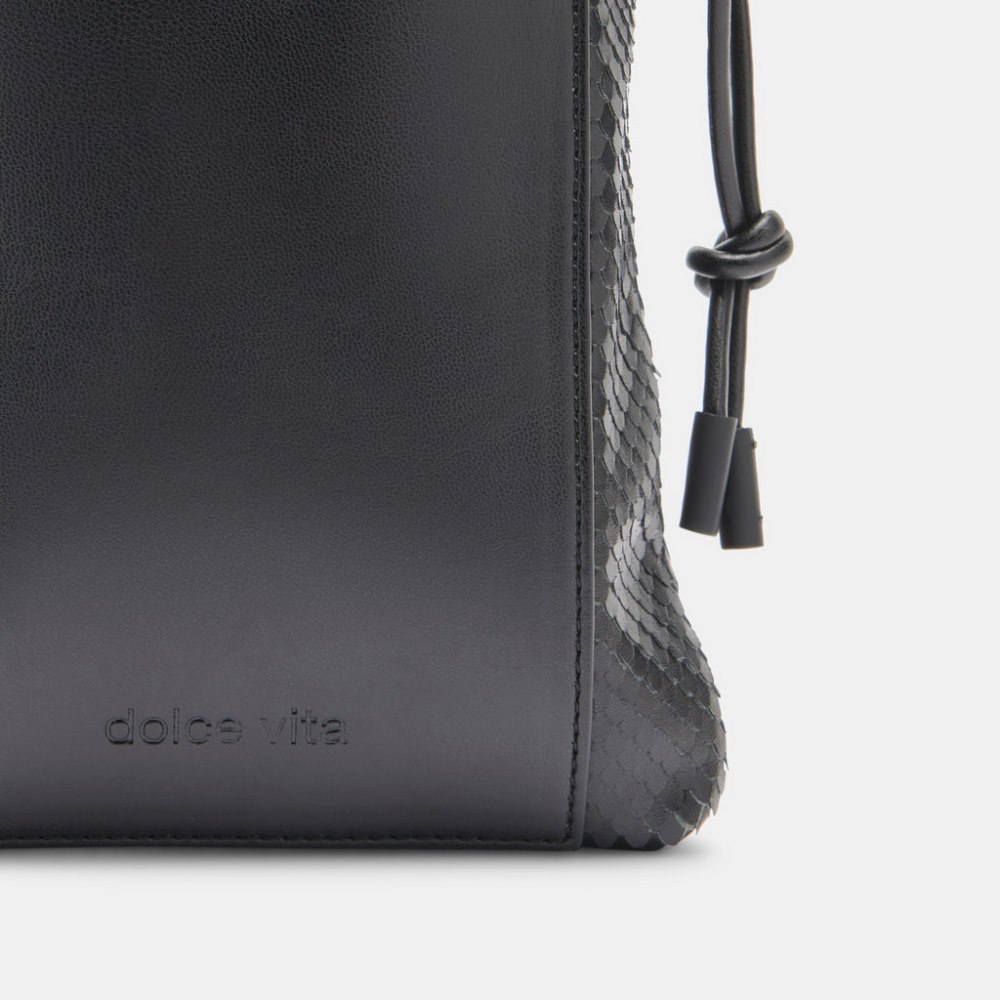 Dolce Vita Evie Crossbody Pouch Black Snake Leather