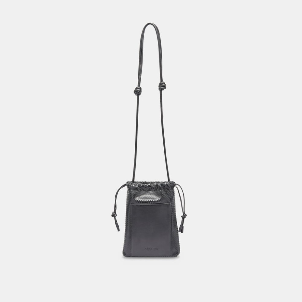 Dolce Vita Evie Crossbody Pouch Black Snake Leather