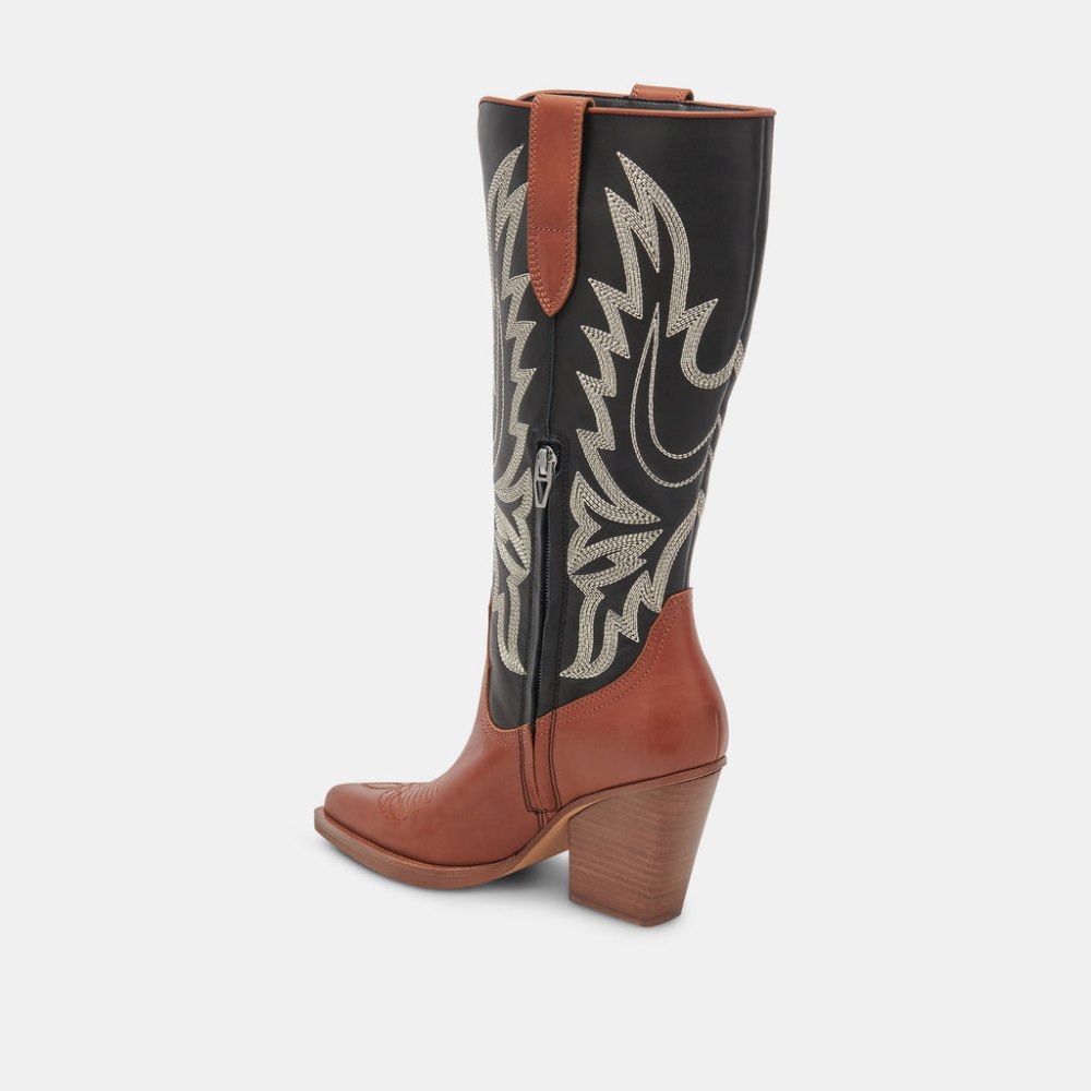 Dolce Vita Blanch Boots Brown Black Leather