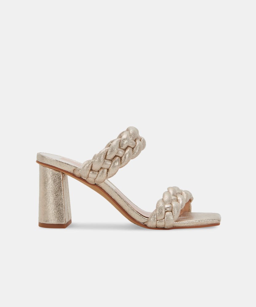Dolce Vita Paily Heels Light Gold Metallic Stella Suede
