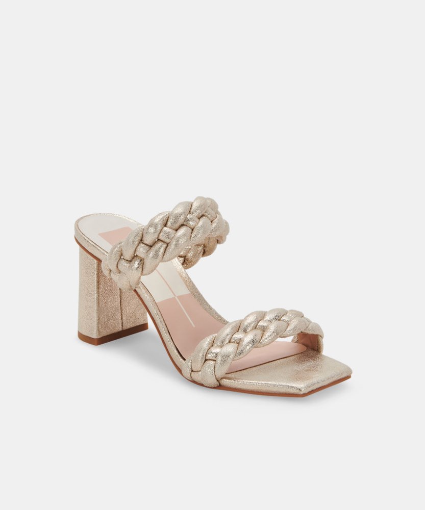 Dolce Vita Paily Heels Light Gold Metallic Stella Suede