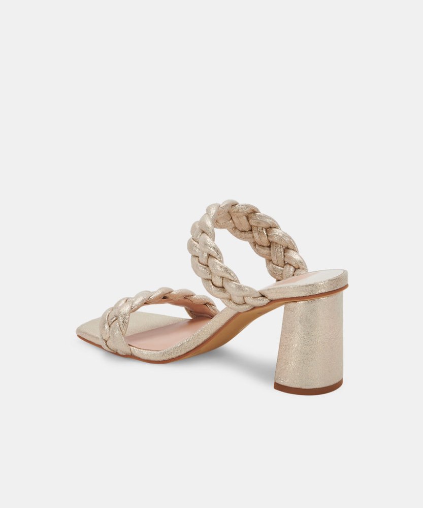 Dolce Vita Paily Heels Light Gold Metallic Stella Suede