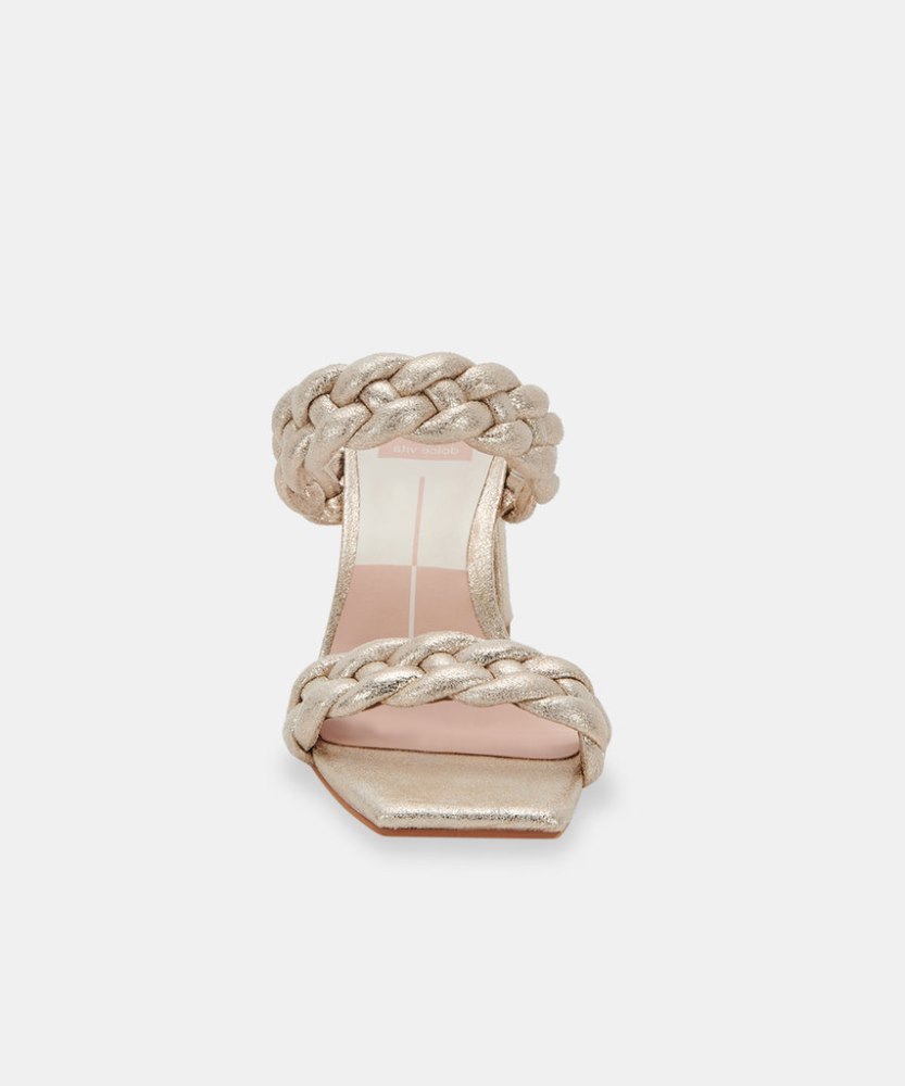Dolce Vita Paily Heels Light Gold Metallic Stella Suede