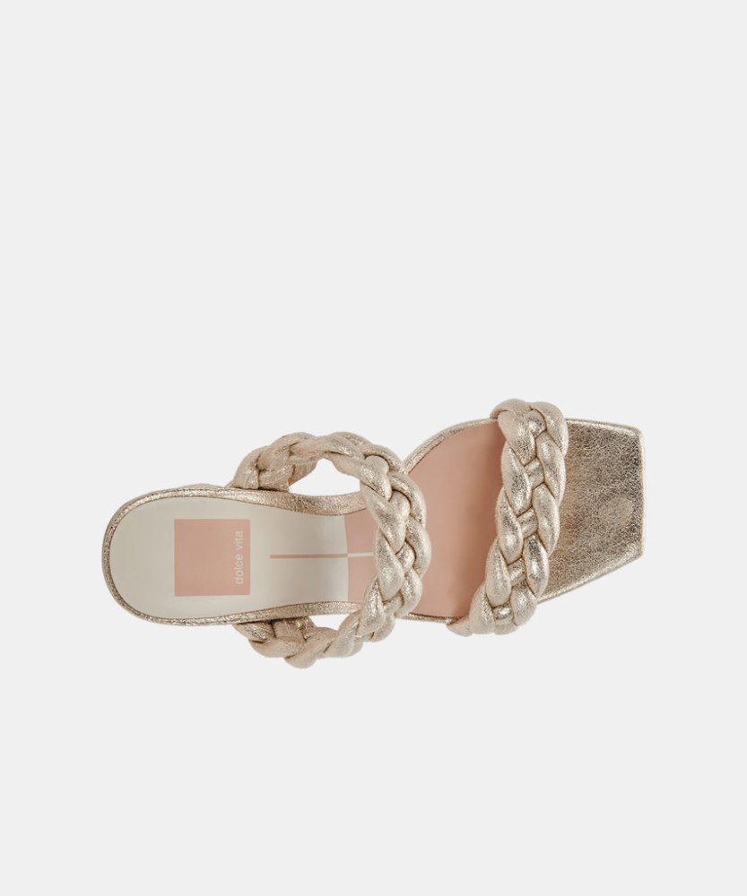 Dolce Vita Paily Heels Light Gold Metallic Stella Suede