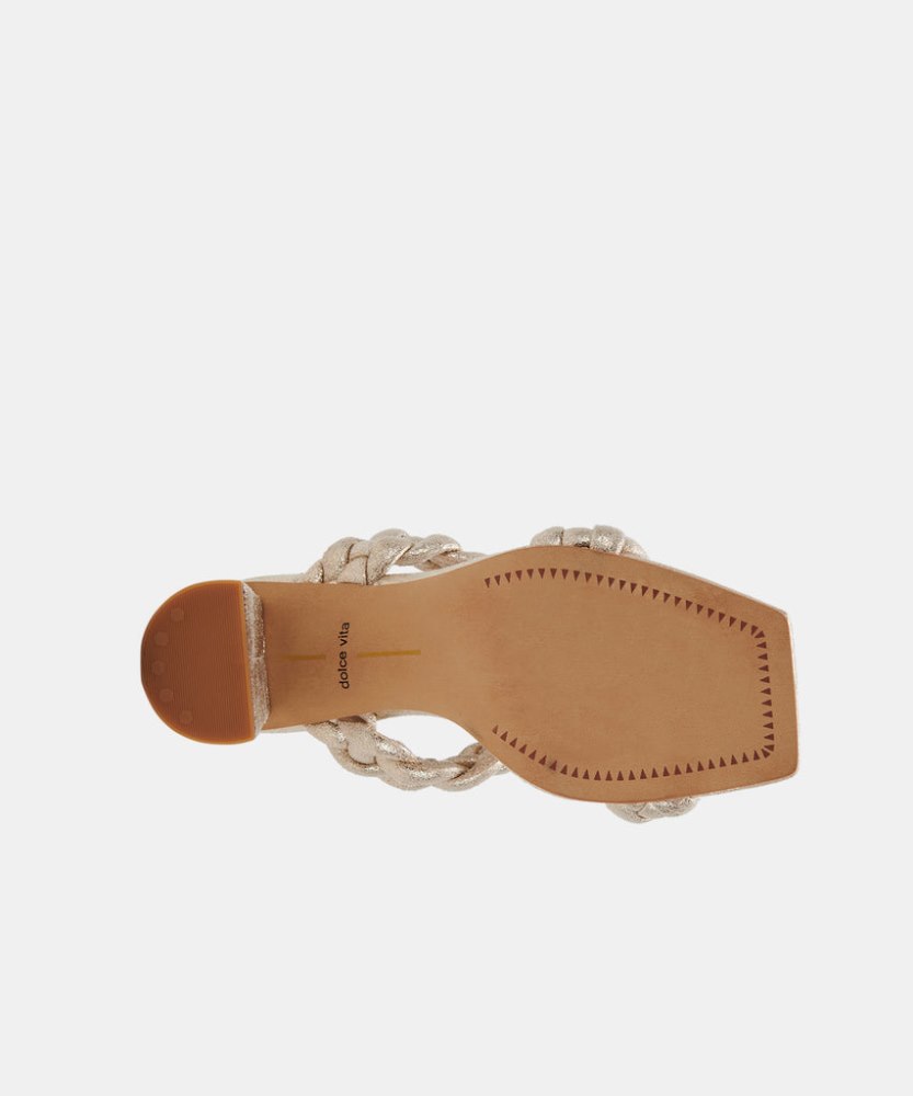 Dolce Vita Paily Heels Light Gold Metallic Stella Suede