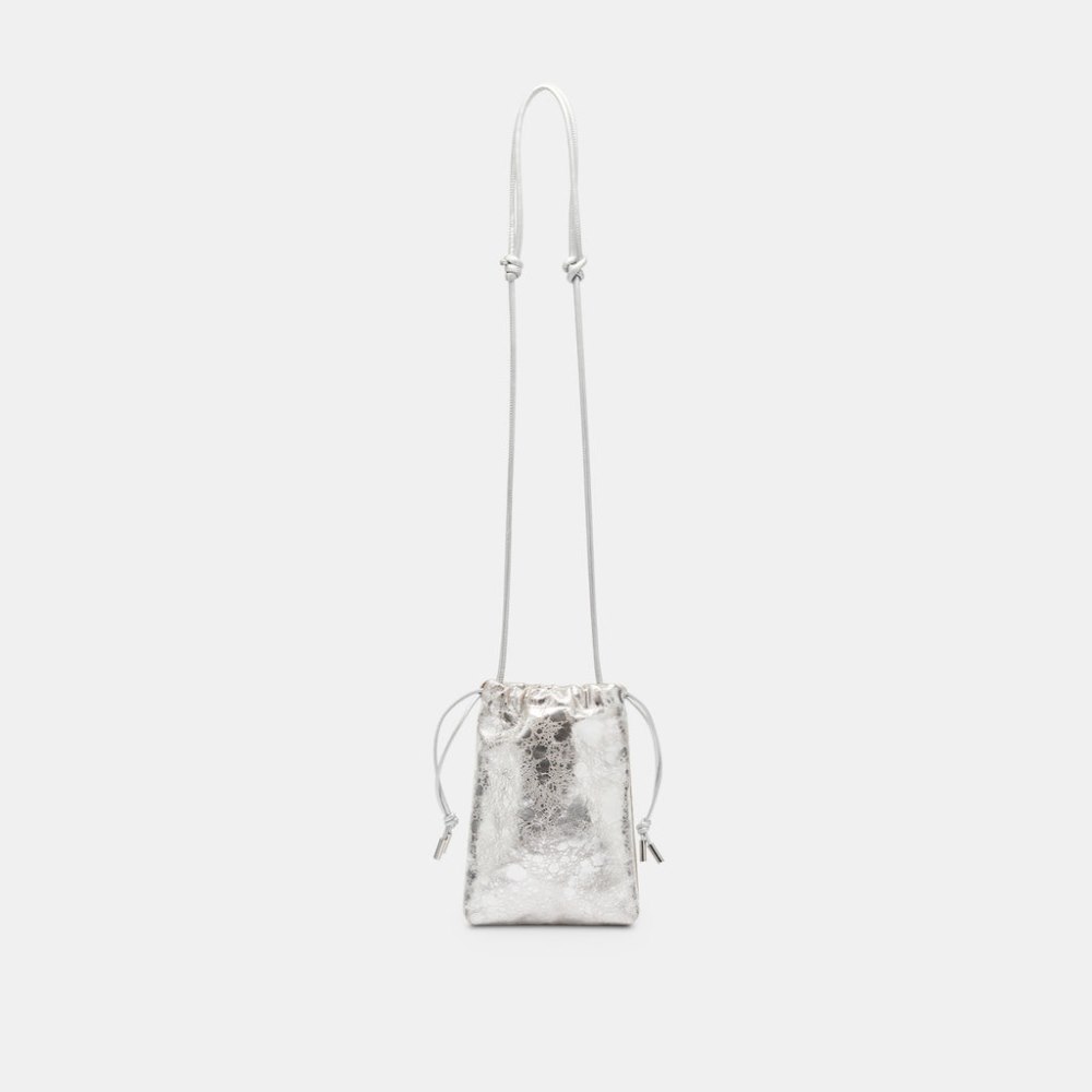 Dolce Vita Evie Crossbody Pouch Silver Distressed Leather