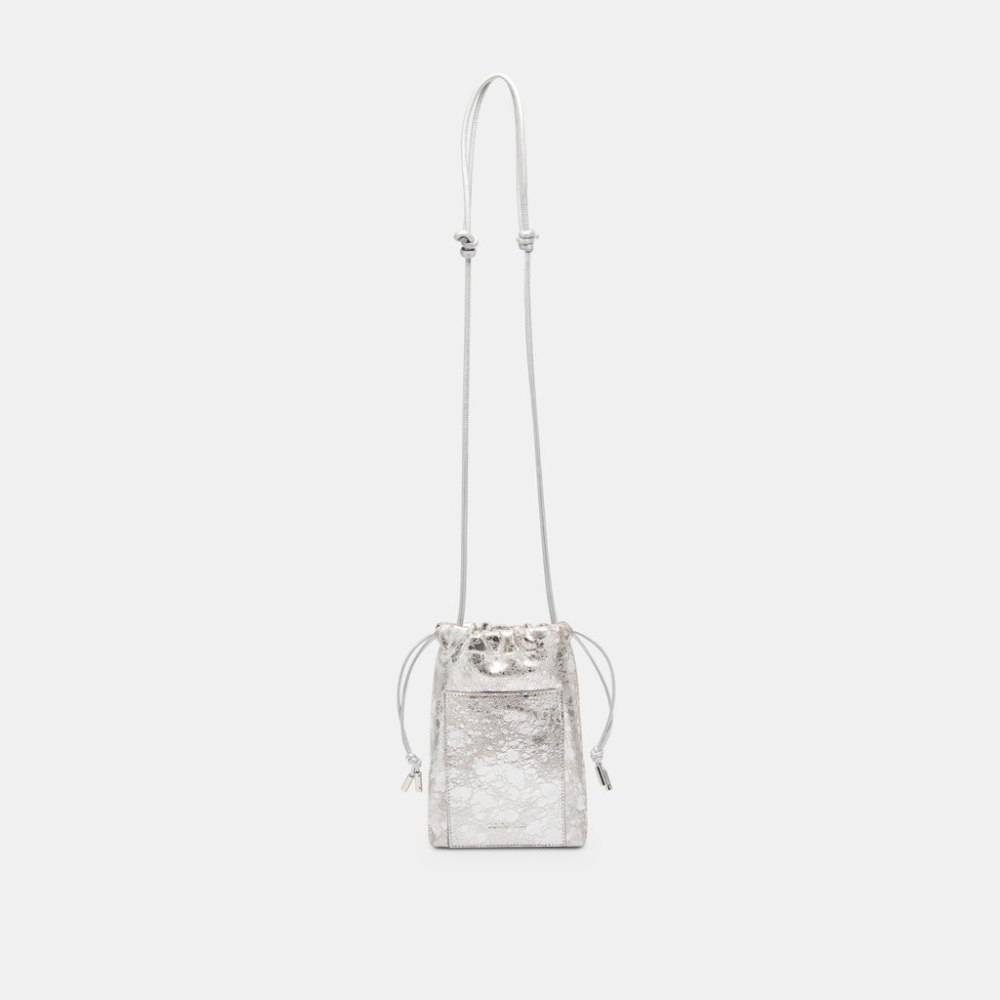 Dolce Vita Evie Crossbody Pouch Silver Distressed Leather