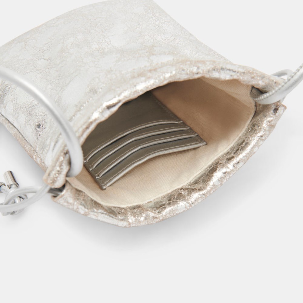 Dolce Vita Evie Crossbody Pouch Silver Distressed Leather