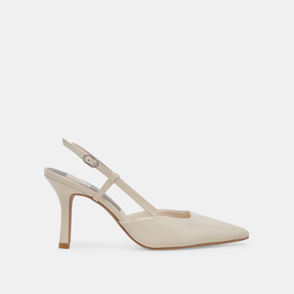 Dolce Vita Kim Heels Ivory Crinkle Patent