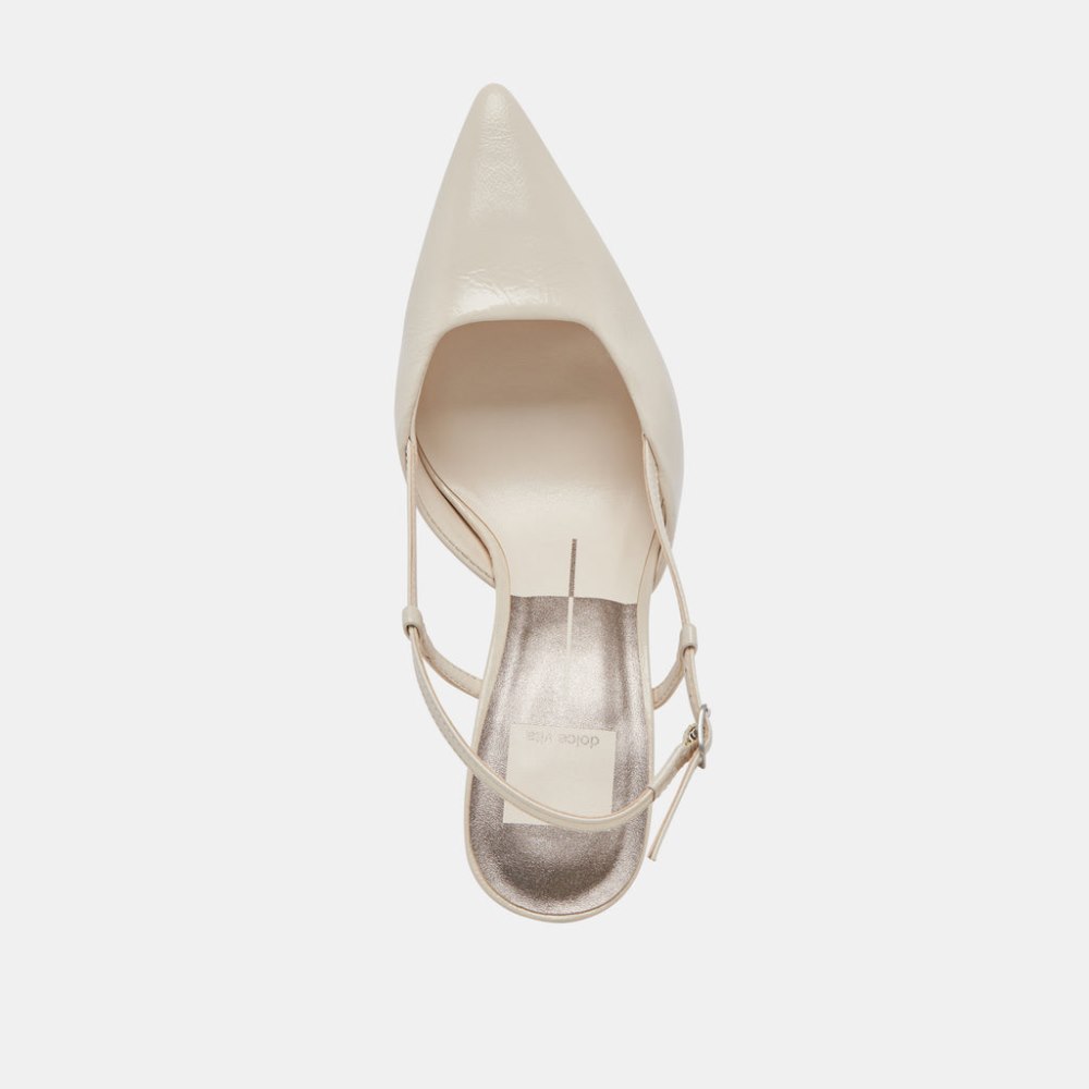 Dolce Vita Kim Heels Ivory Crinkle Patent