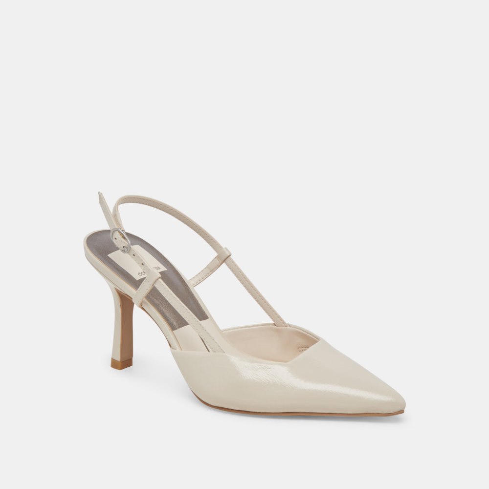 Dolce Vita Kim Heels Ivory Crinkle Patent