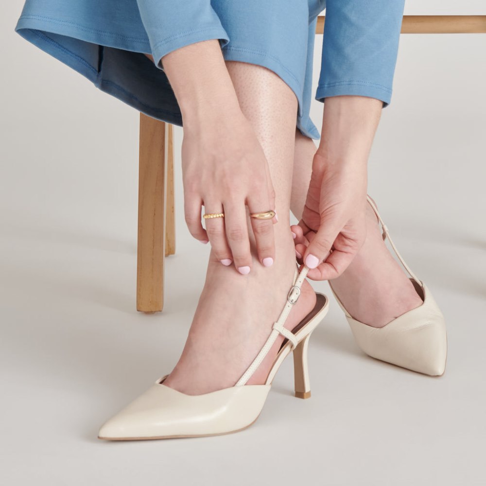 Dolce Vita Kim Heels Ivory Crinkle Patent