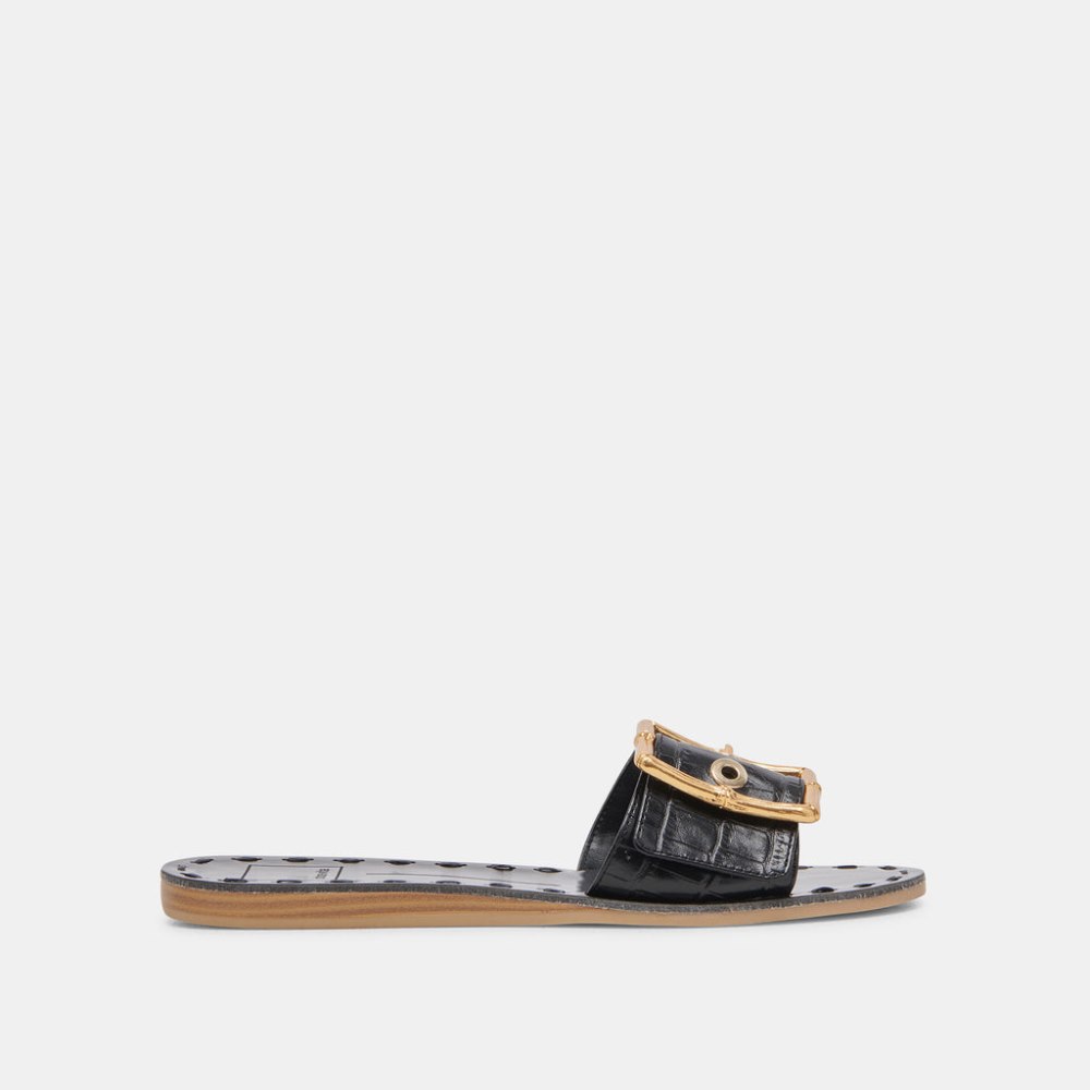 Dolce Vita Dasa Sandals Noir Embossed Leather