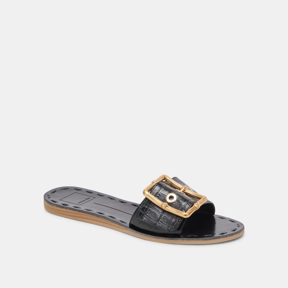Dolce Vita Dasa Sandals Noir Embossed Leather