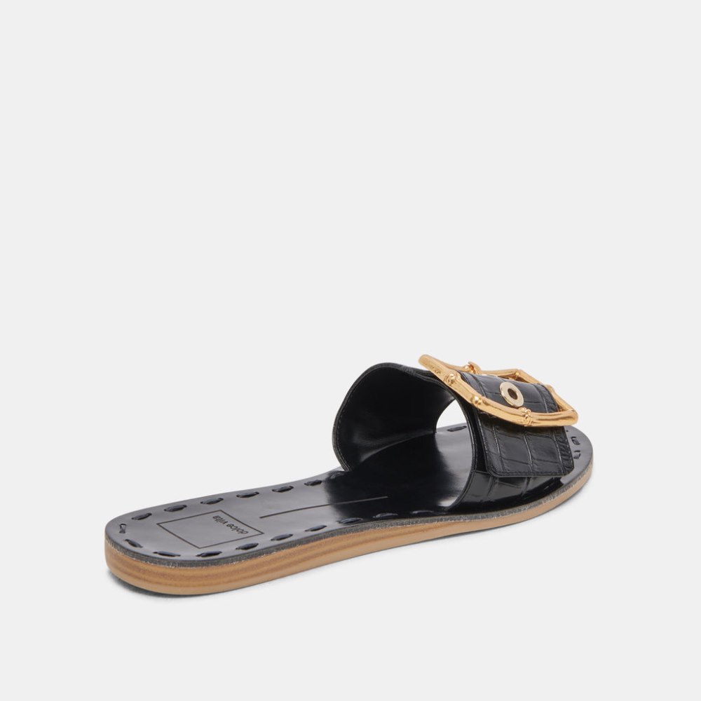 Dolce Vita Dasa Sandals Noir Embossed Leather