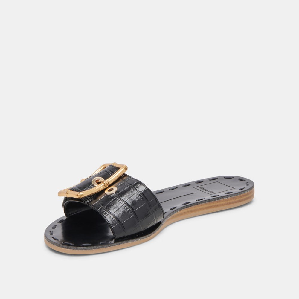 Dolce Vita Dasa Sandals Noir Embossed Leather