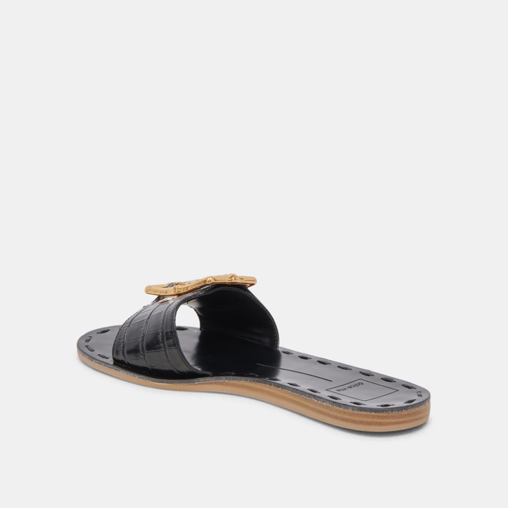 Dolce Vita Dasa Sandals Noir Embossed Leather