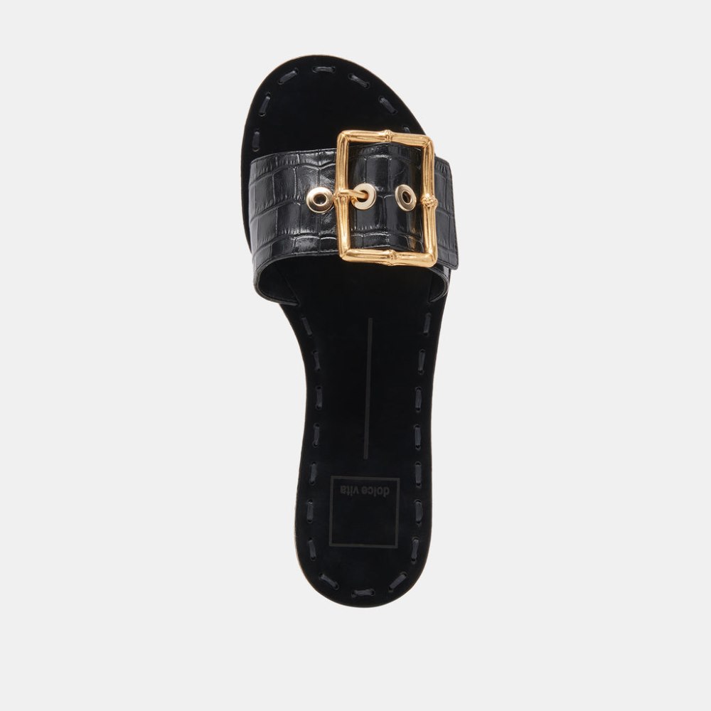Dolce Vita Dasa Sandals Noir Embossed Leather