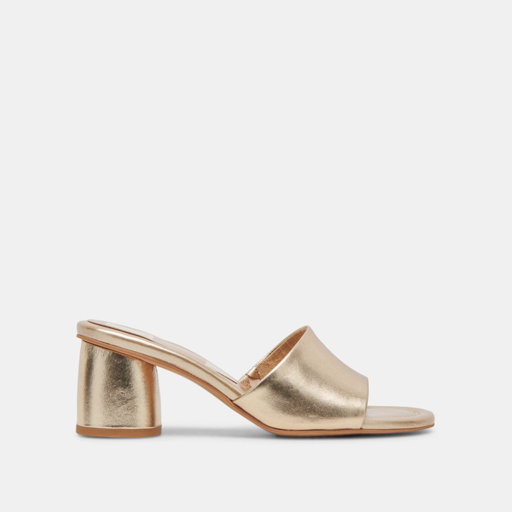 Dolce Vita Minny Dress Wide Heels Rose Gold Metallic Leather