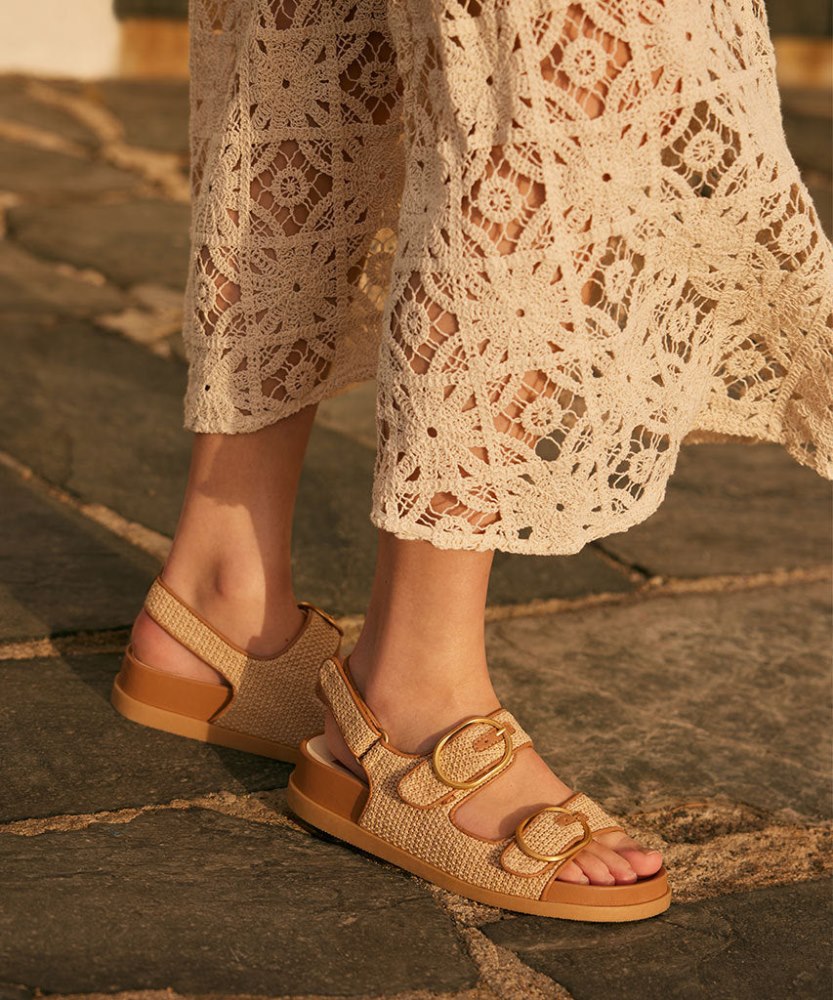 Dolce Vita Starla Sandals Tan Multi Woven