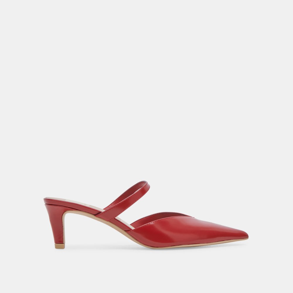 Dolce Vita Kanika Mid Heels Red Crinkle Patent