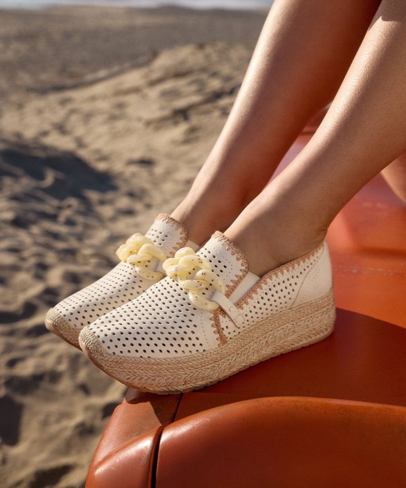 Dolce Vita Jhenee Espadrille Sneakers Ivory Perforated Nubuck